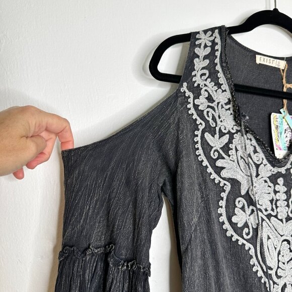 Exist Boho V-Neck Cold Shoulder Festival Mini Dress Size S NEW - Picture 3 of 6